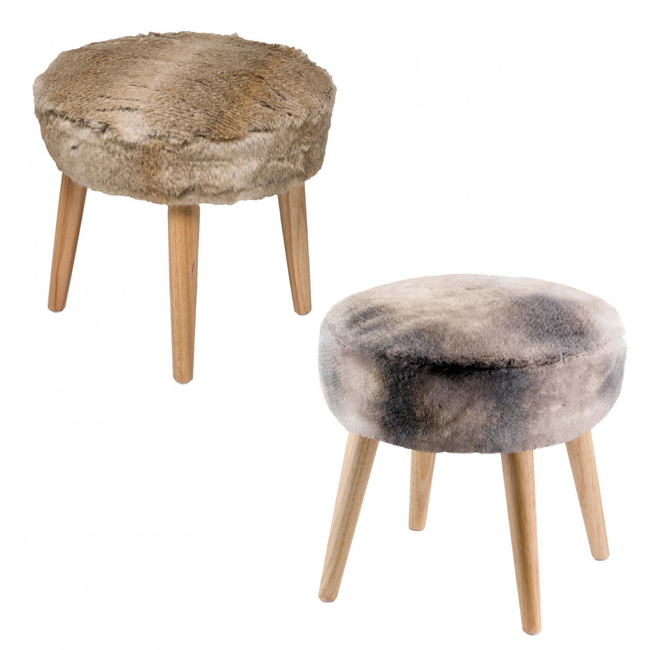 Housse tabouret fausse fourrure