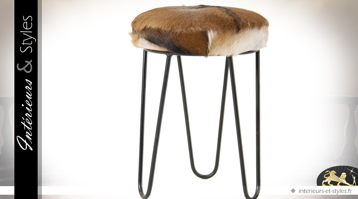 Tabouret assise en fourrure