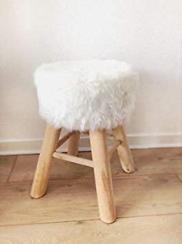 Tabouret bois fourrure pas cher