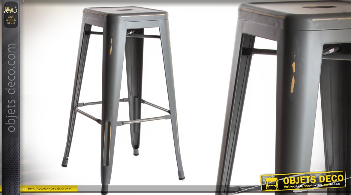 Tabouret de bar métal vieilli