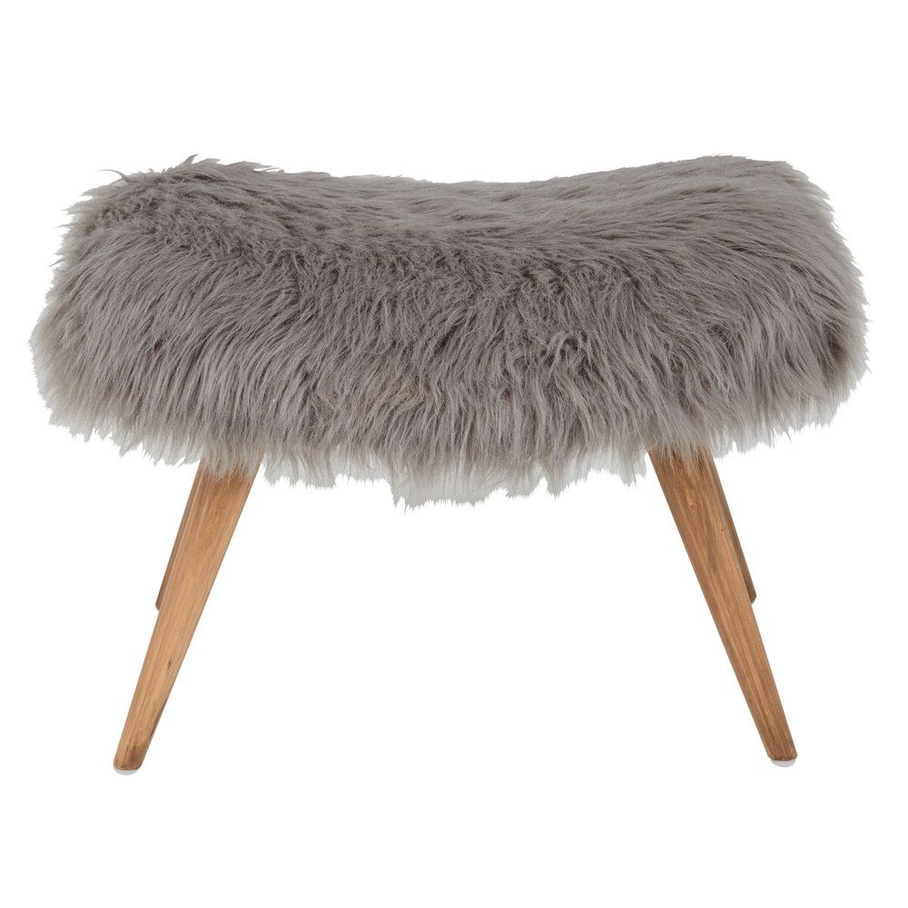Tabouret fourrure blanche pas cher