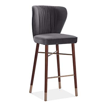 Tabouret de bar gris velours