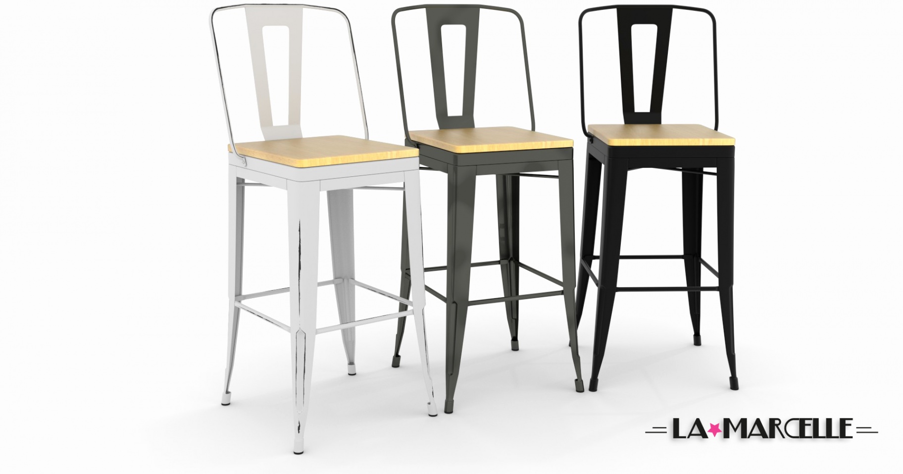 Tabouret tolix 65 cm noir