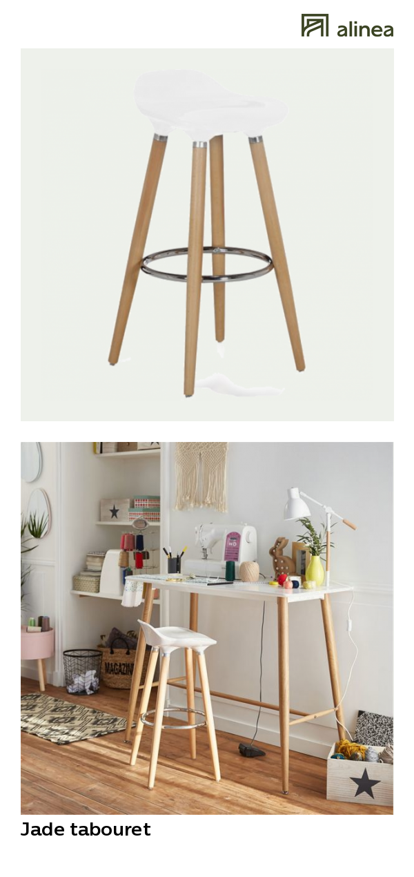 Alinea tabouret jade blanc