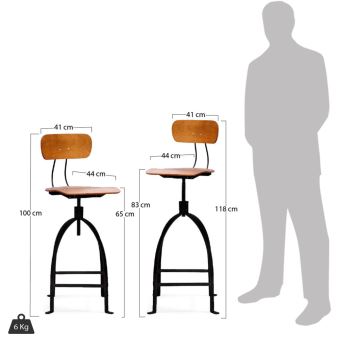Tabouret de bar industriel à vis