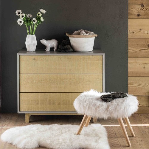 Tabouret assise fourrure