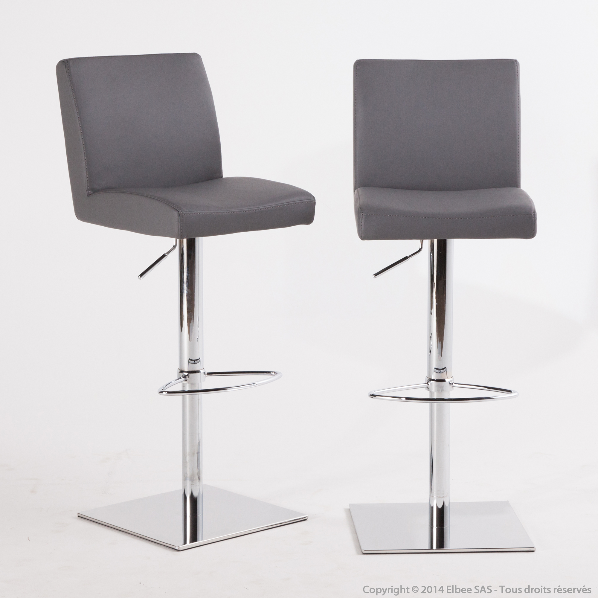 Tabouret de bar avec dossier gris