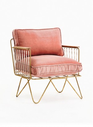 Tabouret velours rose