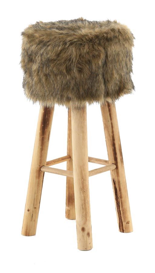 Tabouret fourrure et bois