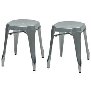 Tabouret de bar industriel effet inox vieilli lot de 2 usino
