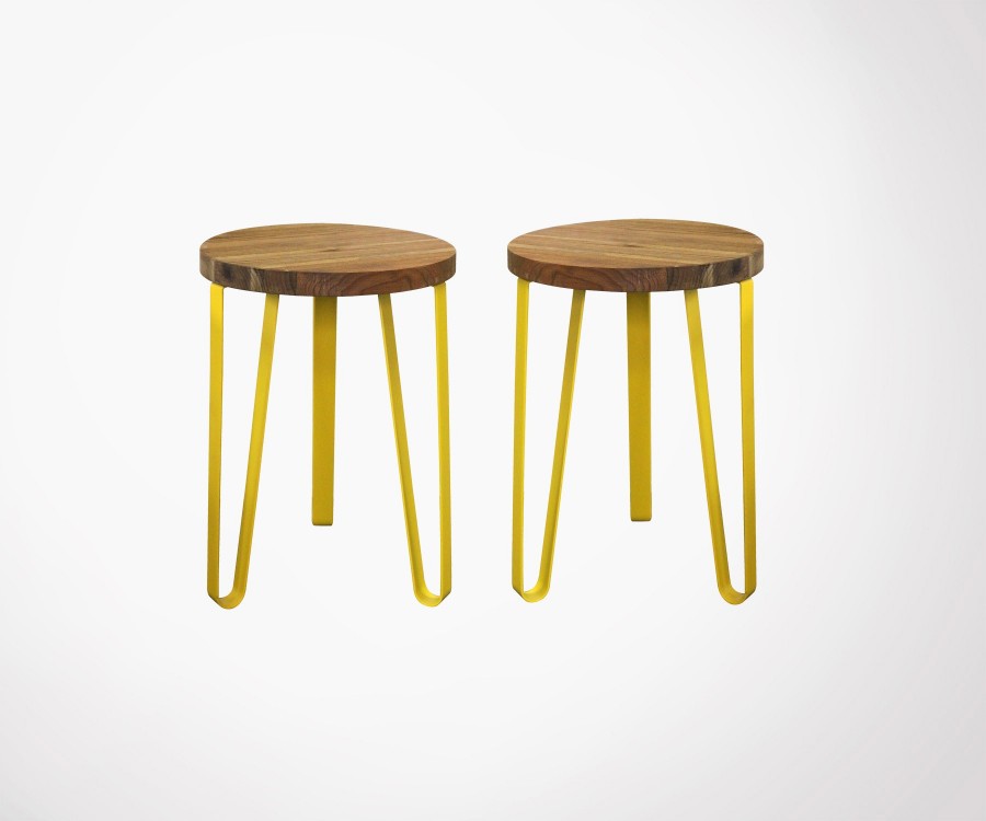 Tabouret bas bois et metal