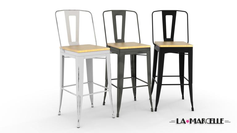 Tabouret de bar metal et bois industriel
