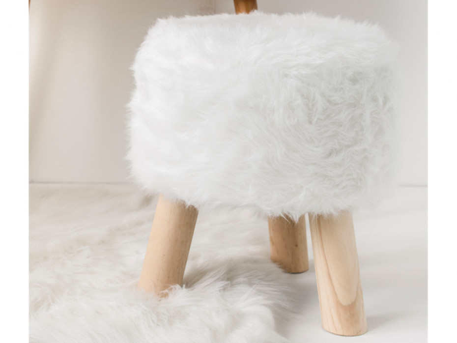 Tabouret fourrure rouge