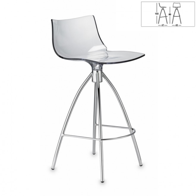 Tabouret de bar avec dossier transparent