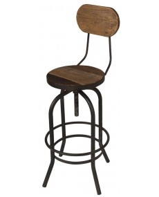 Tabouret avec dossier en bois