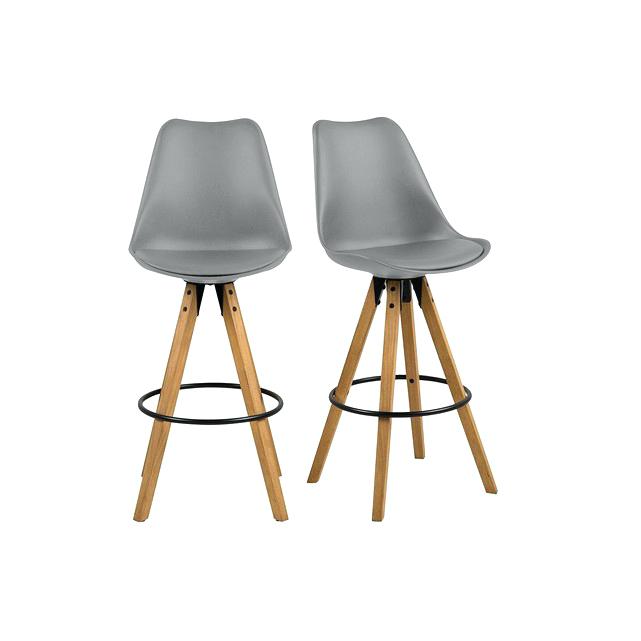 Tabouret de bar design blanc et bois walnut