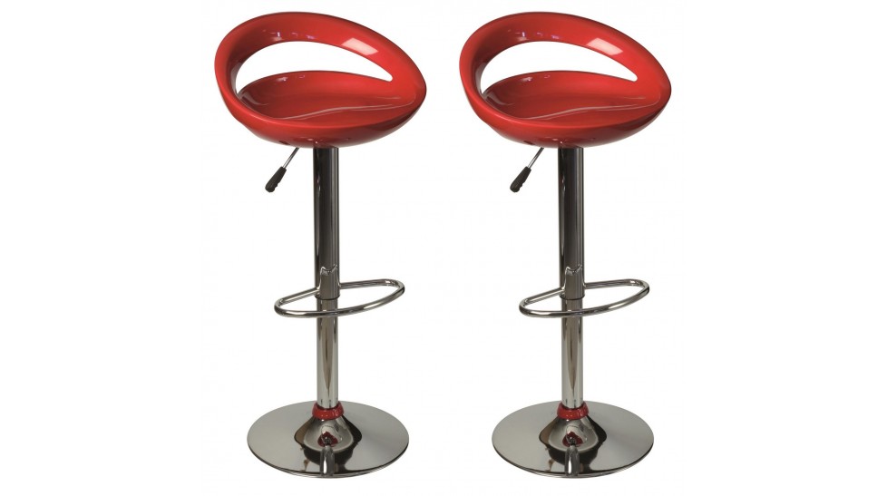 2 tabourets de bar rouges