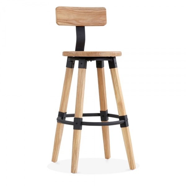 Tabouret de bar avec dossier en bois