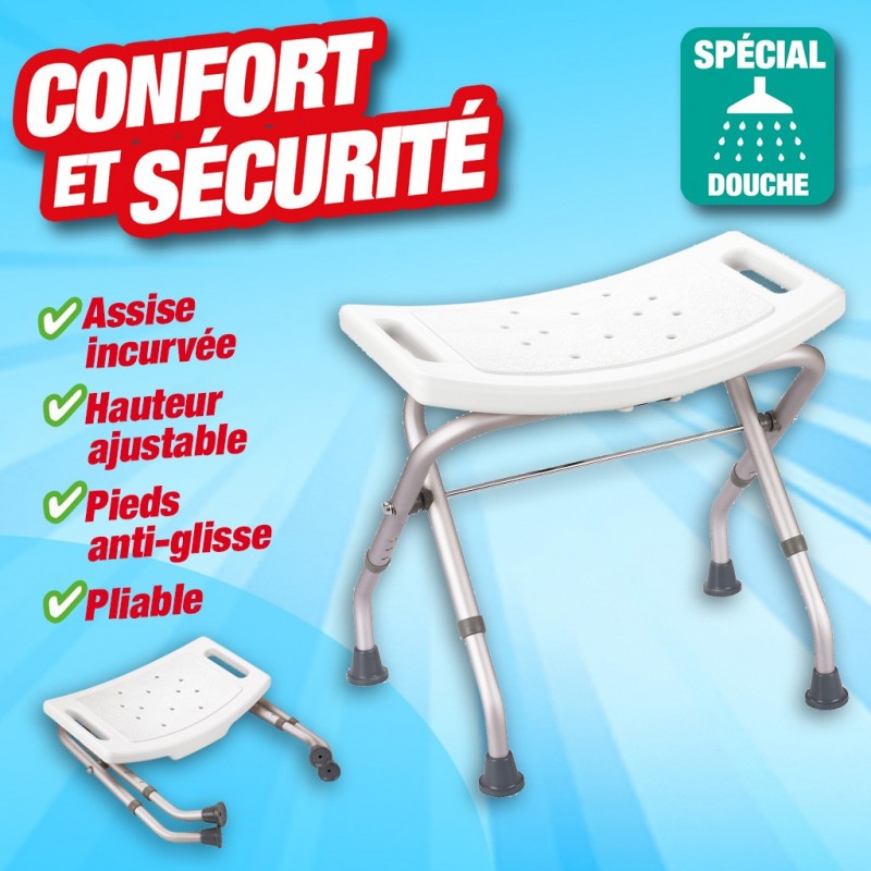 Tabouret de douche incurvé