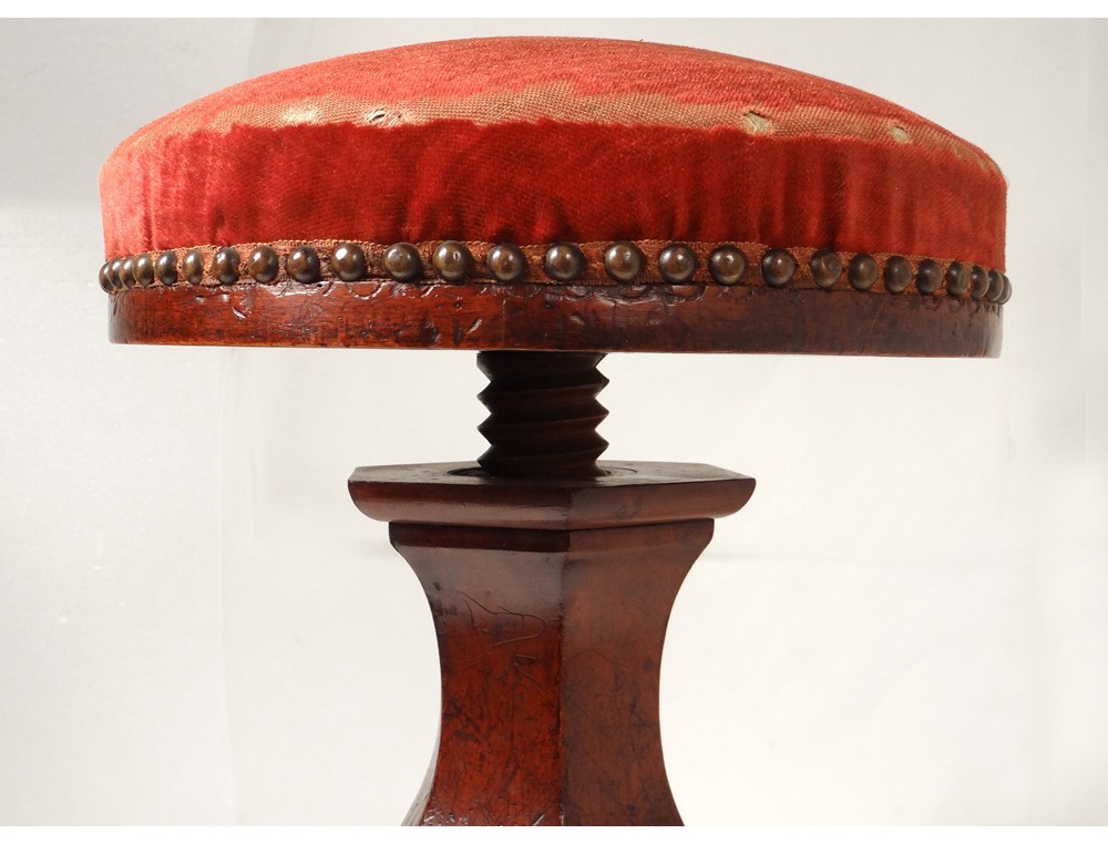 Tabouret de piano en acajou