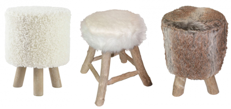 Tabouret fourrure blanche pas cher
