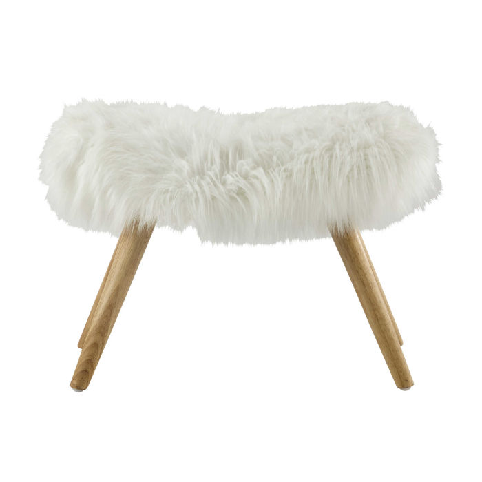 Tabouret fausse fourrure blanc