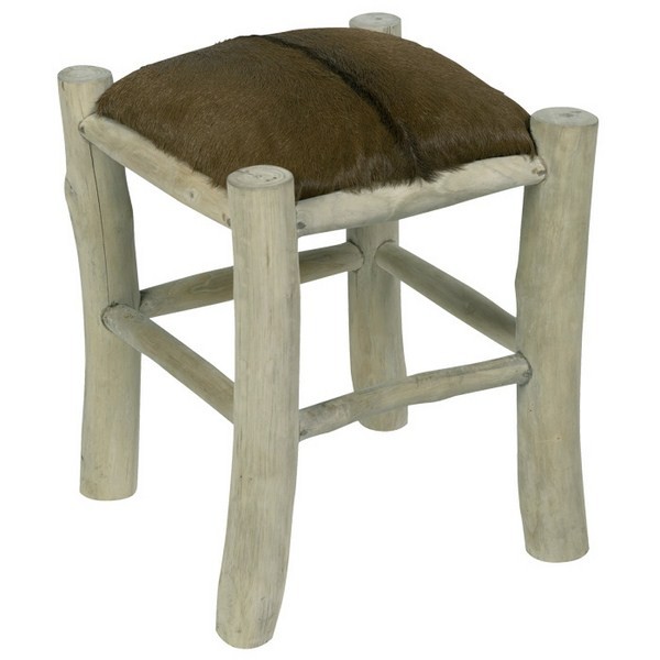 Tabouret fourrure marron