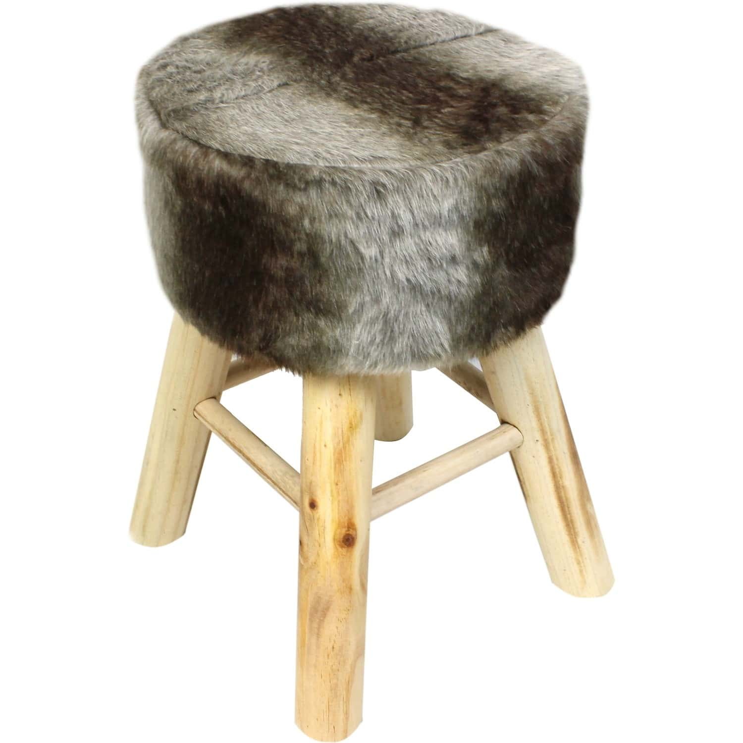Tabouret bas avec fourrure