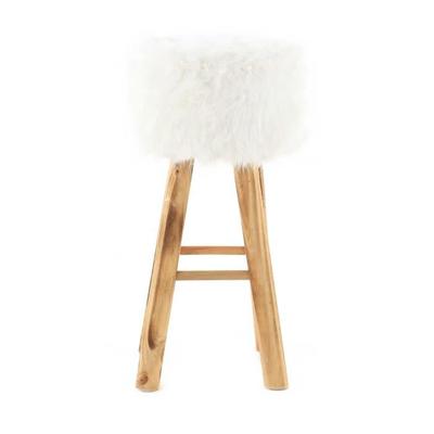 Tabouret en fourrure blanc