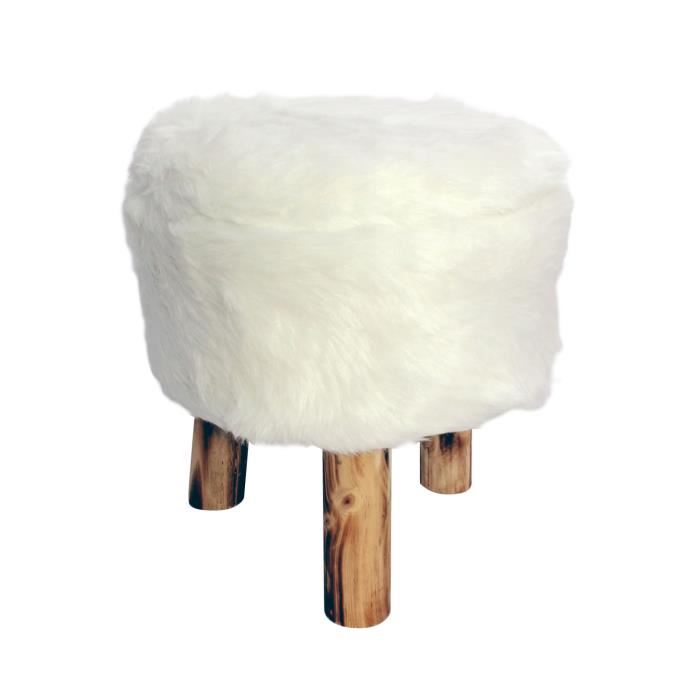 Tabouret bas fausse fourrure