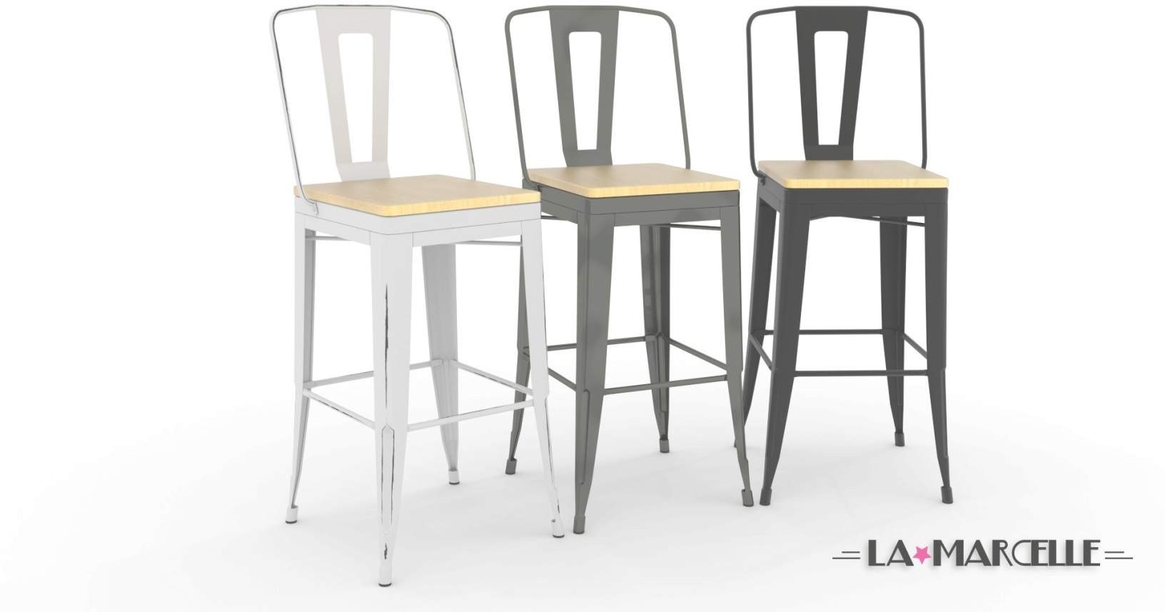 Tabouret bar avec dossier tolix