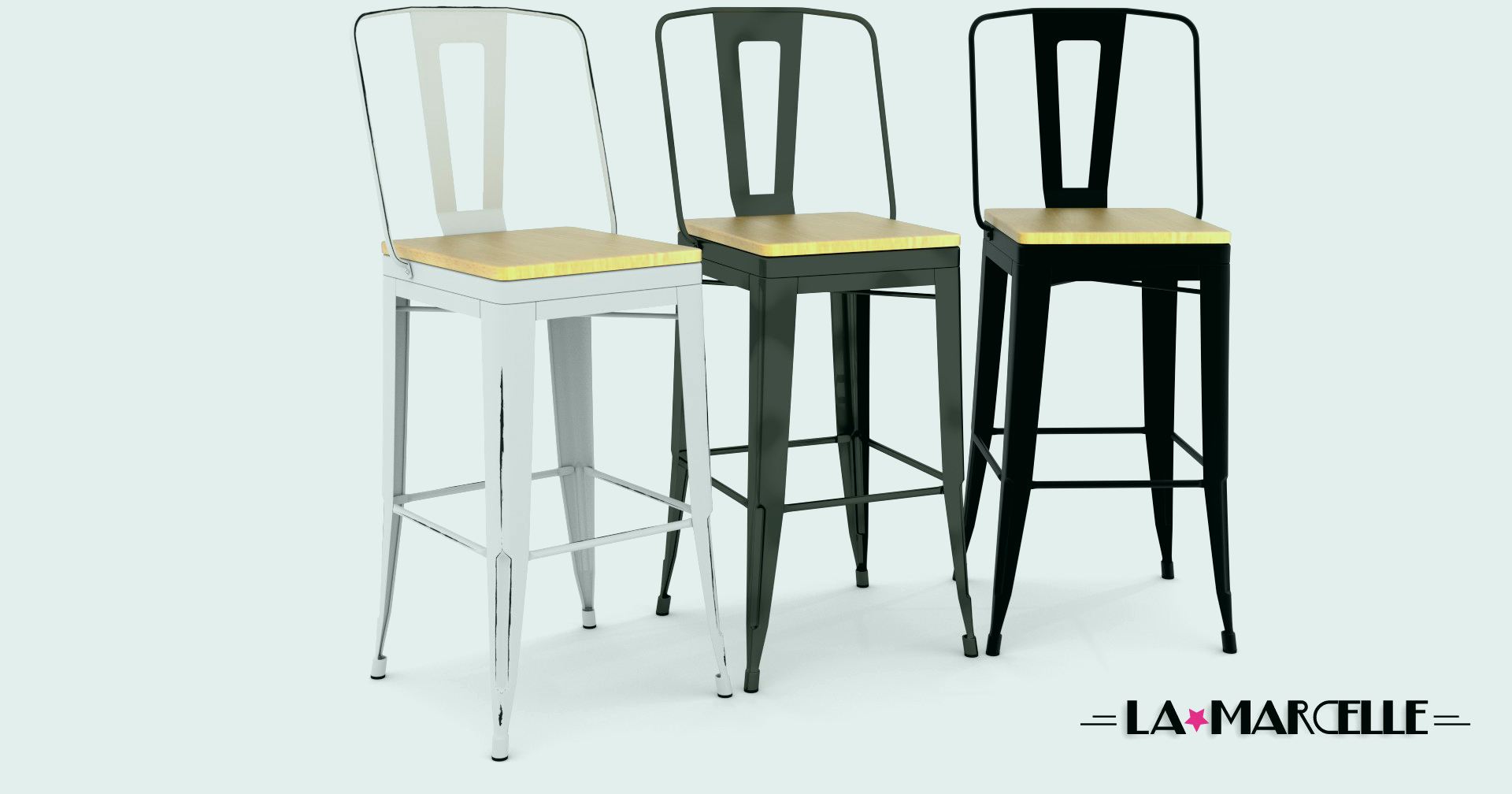 Tabouret tolix 65 cm dossier