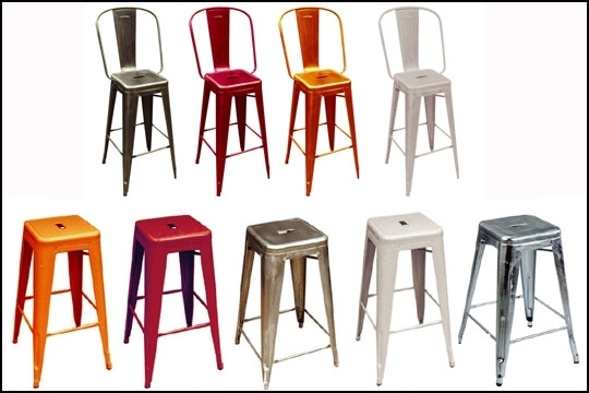 Tabouret haut tolix orange