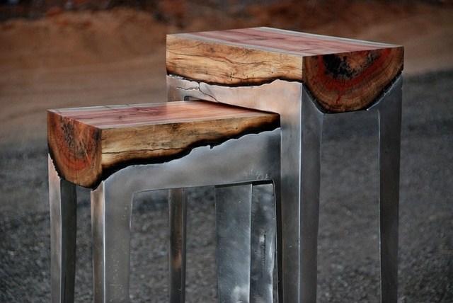 Tabouret design bois metal