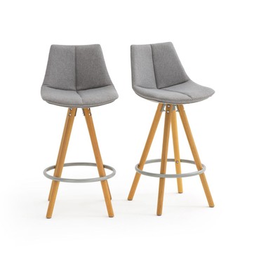 Tabouret de bar enzo tissu gris lot de 2