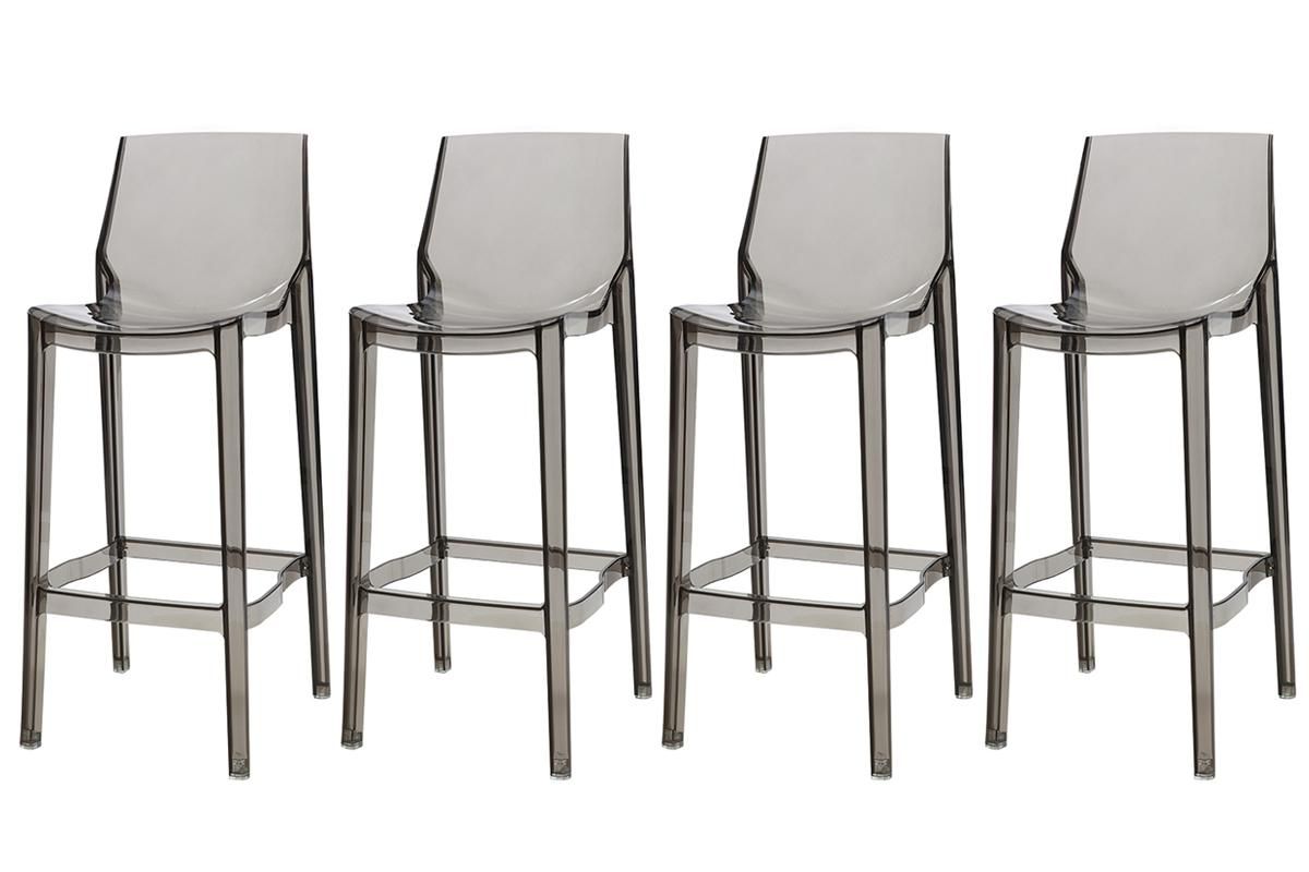 Tabouret de bar design gris fumé lot de 4 ylak