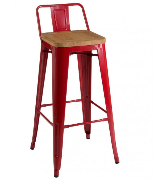 Tabouret de bar rouge et bois