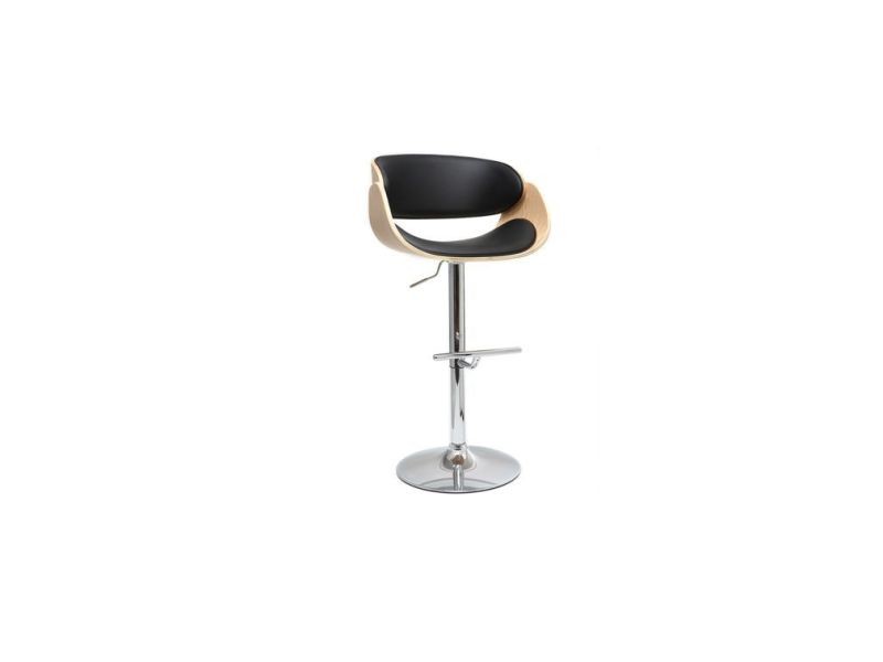 Tabouret de bar design blanc et bois clair bent