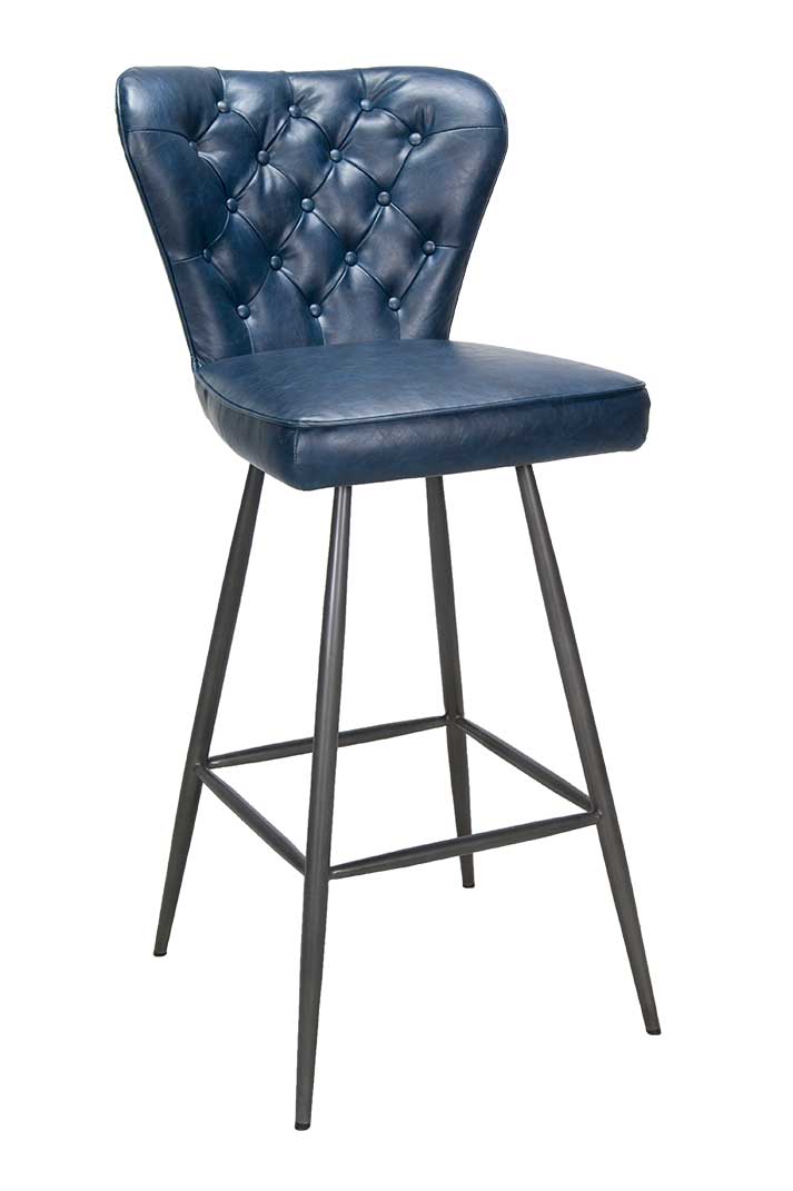 Tabouret de bar cuir bleu