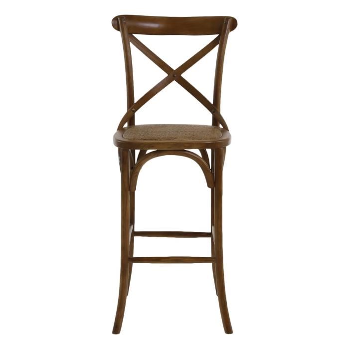Tabouret de bar en bois et rotin