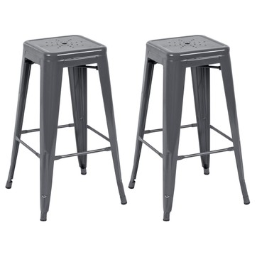 Tabouret de bar industriel réglable avec dossier atelier grey'