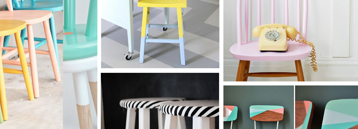Repeindre tabouret de bar en bois