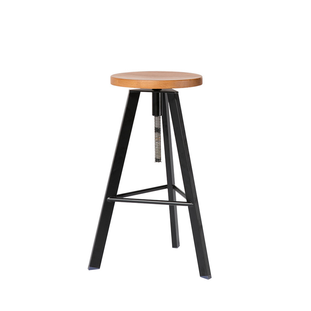Tabouret de bar metal noir et bois