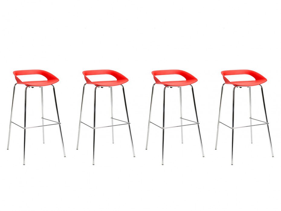Tabouret de bar 4 pieds rouge