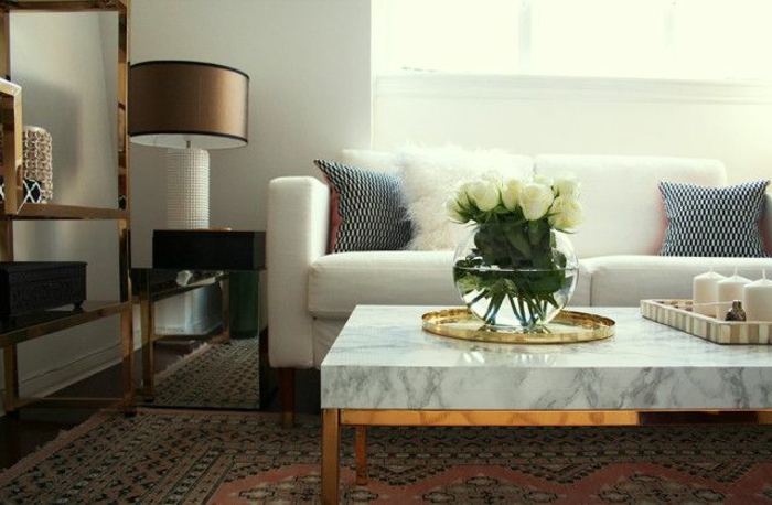 Table basse salon marbre