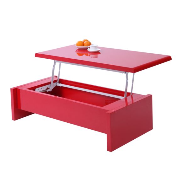 Table basse relevable rouge