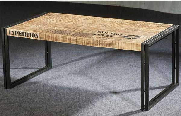 Table basse industrielle verre