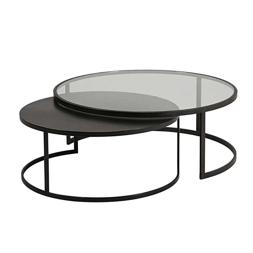 Table basse ronde verre et metal
