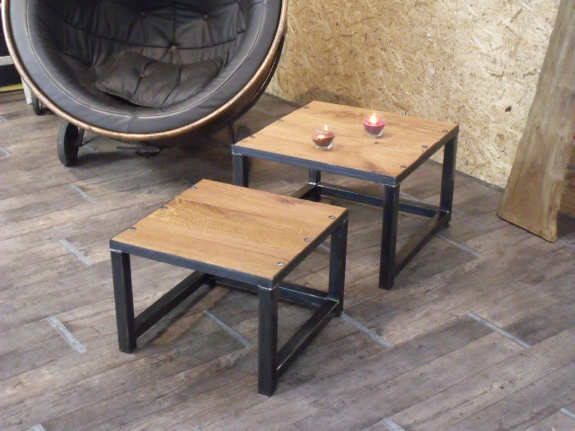 Table basse gigogne bois acier
