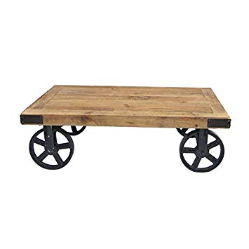 Table basse industrielle à roulette